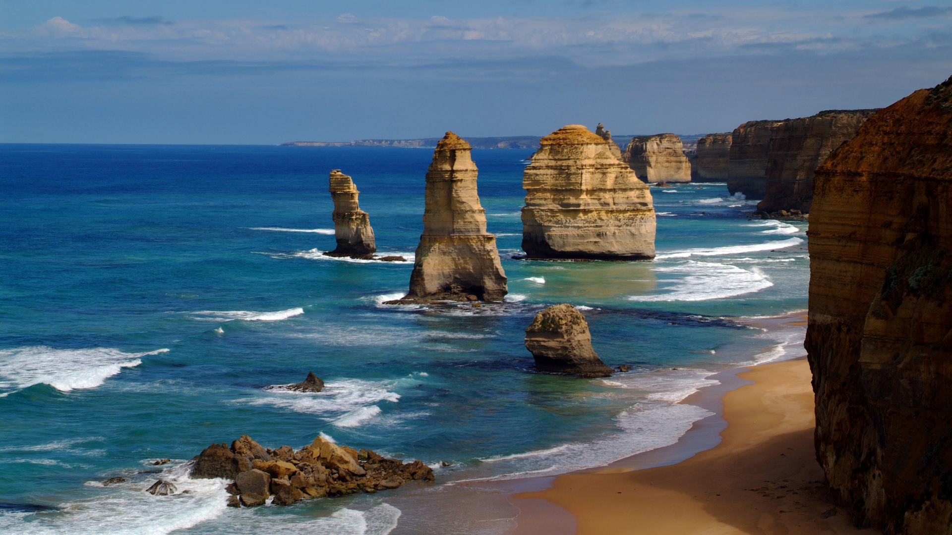 View of the Twelve Apostles along Great Ocean Road in Australia